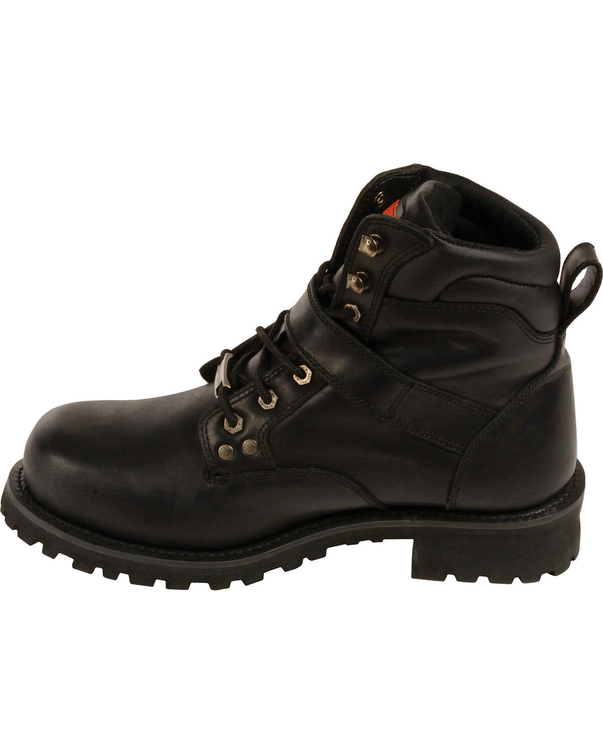 Image #3 - Milwaukee Leather Men's 6" Side Buckle Boots - Round Toe - Wide, Black, hi-res
