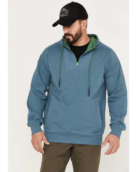 Image #1 - Brothers and Sons Men's French Terry Anorak 1/4 Zip Hooded Pullover, Teal, hi-res