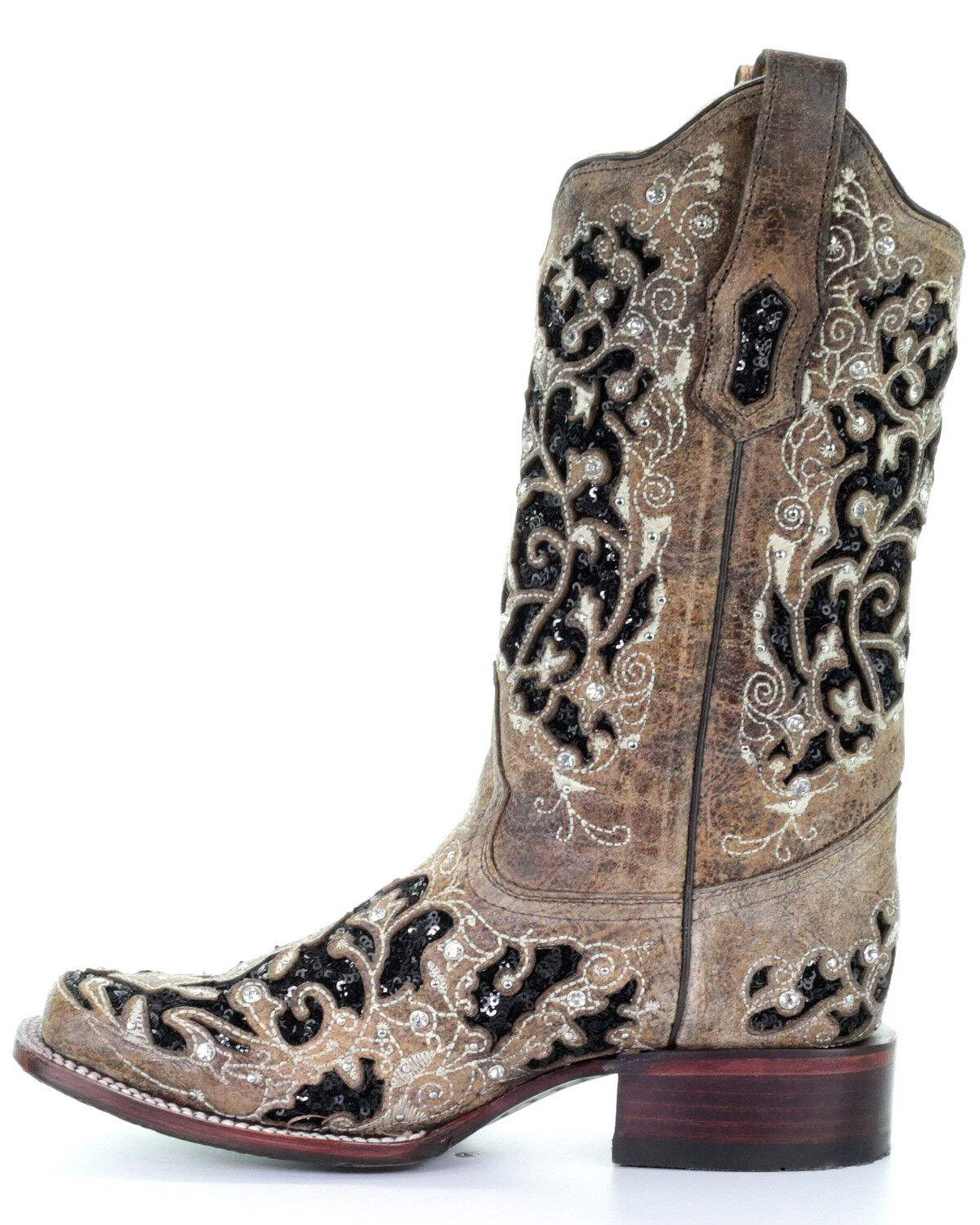 black sequin corral boots