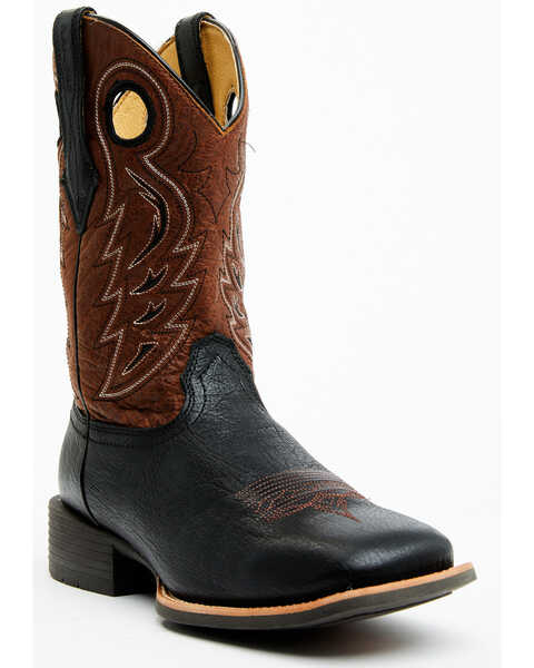 Image #1 - RANK 45® Men's Warrior Performance Western Boots - Broad Square Toe , Black/brown, hi-res
