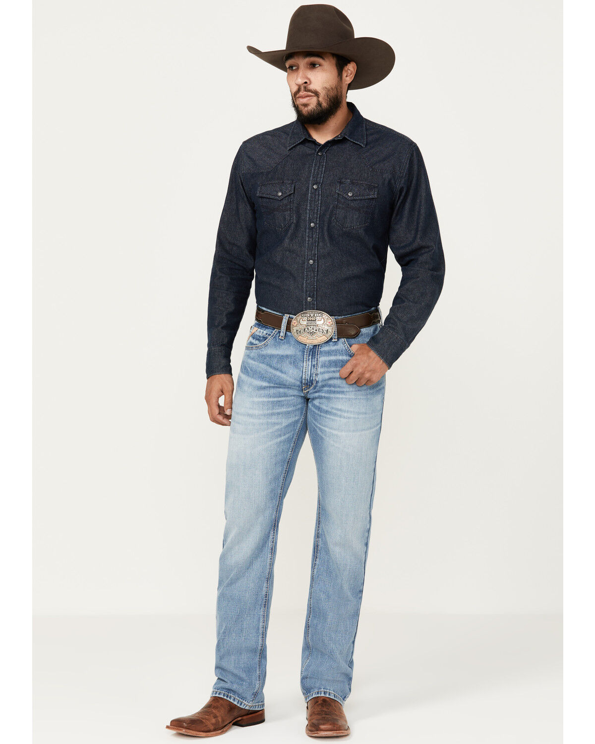 Image #1 - Ariat Men's M5 Hartley Waco Light Wash Straight Rigid Jeans - Big, Light Wash, hi-res