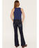 Image #3 - Grace in LA Girls' Dark Wash Floral Embroidered Flare Stretch Denim Jeans, Dark Wash, hi-res