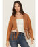 Image #1 - Vocal Women's Fringe Cropped Jacket, Camel, hi-res