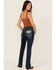 Image #1 - Grace In LA Women's Dark Wash Embellished Mid Rise Bootcut Stretch Denim Jeans, Dark Wash, hi-res