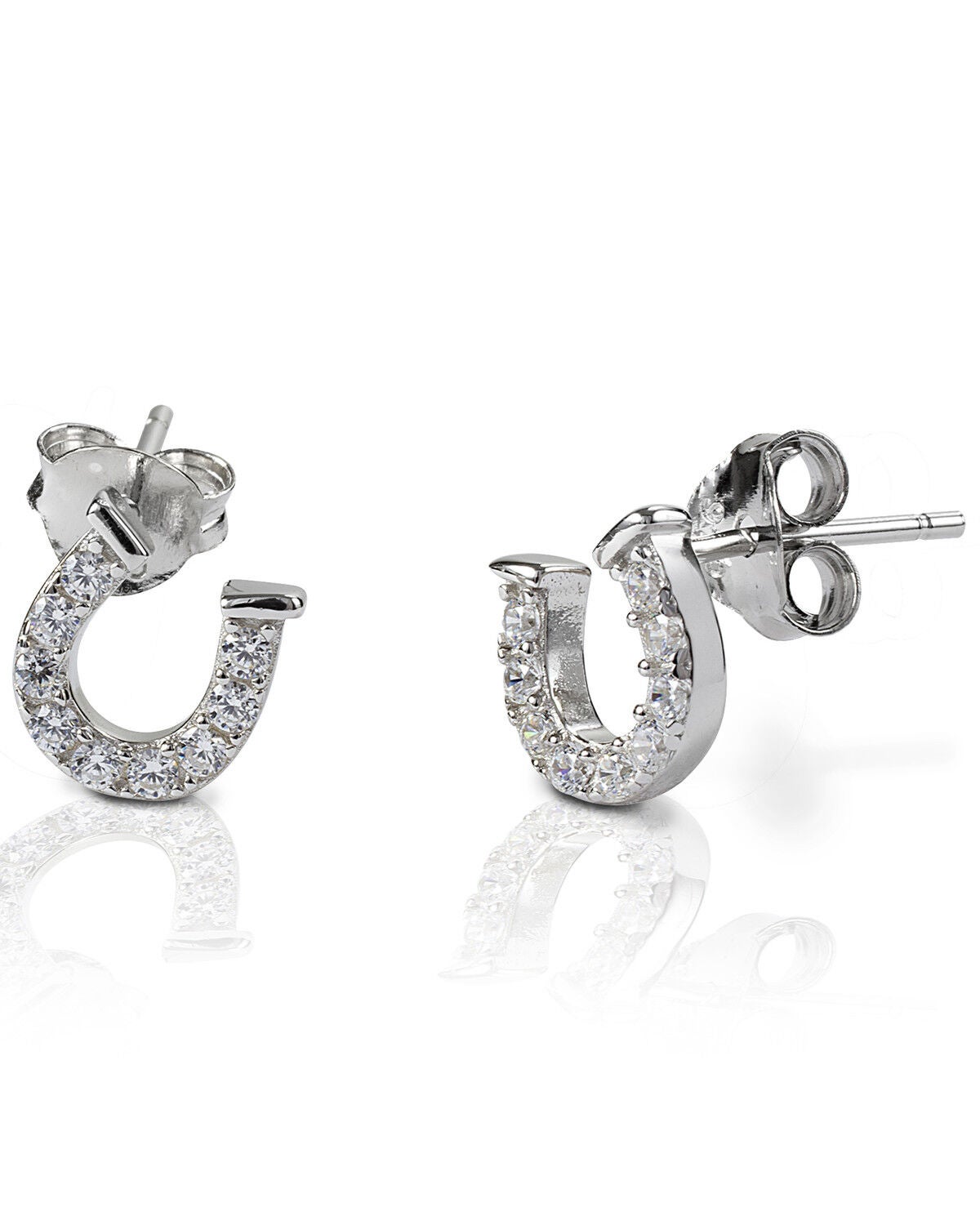 Kelly Herd Women's Clear Horseshoe Earrings, Silver, hi-res