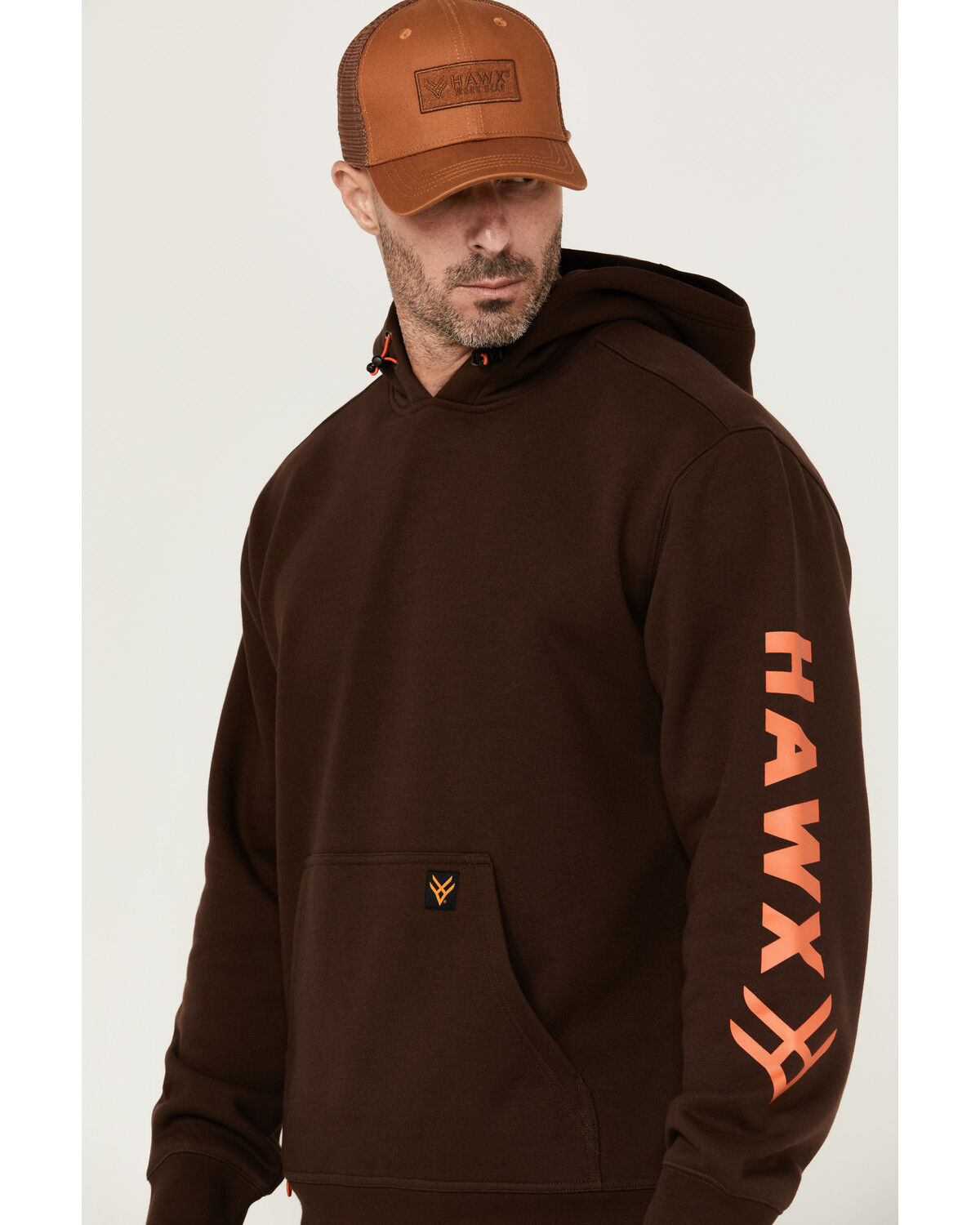 Image #2 - Hawx Men's Halstead Logo Sleeve Hooded Sweatshirt, Brown, hi-res