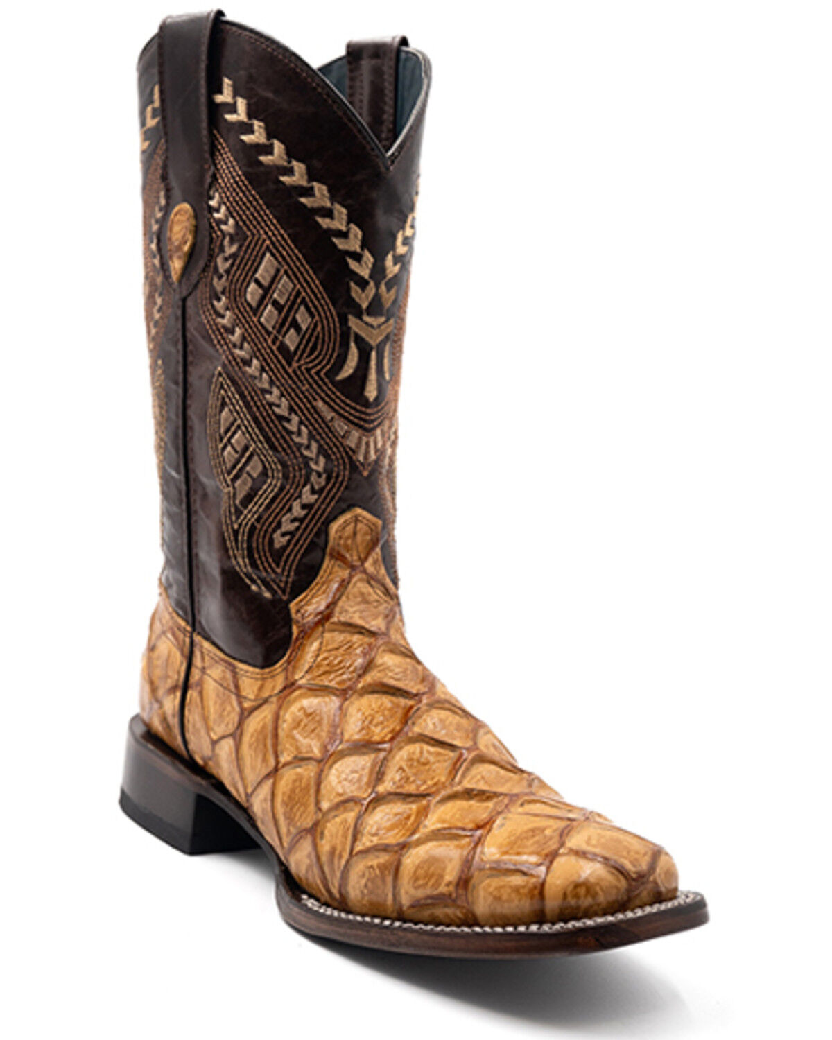 Image #1 - Ferrini Men's Bronco Pirarucu Print Western Boots - Broad Square Toe, Brown, hi-res