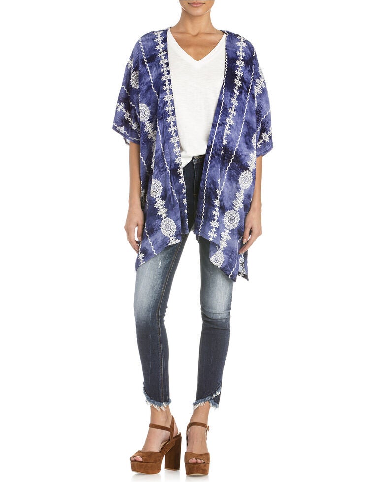 Download Miss Me Women's Aztec Tie Dye Short Sleeve Kimono | Sheplers