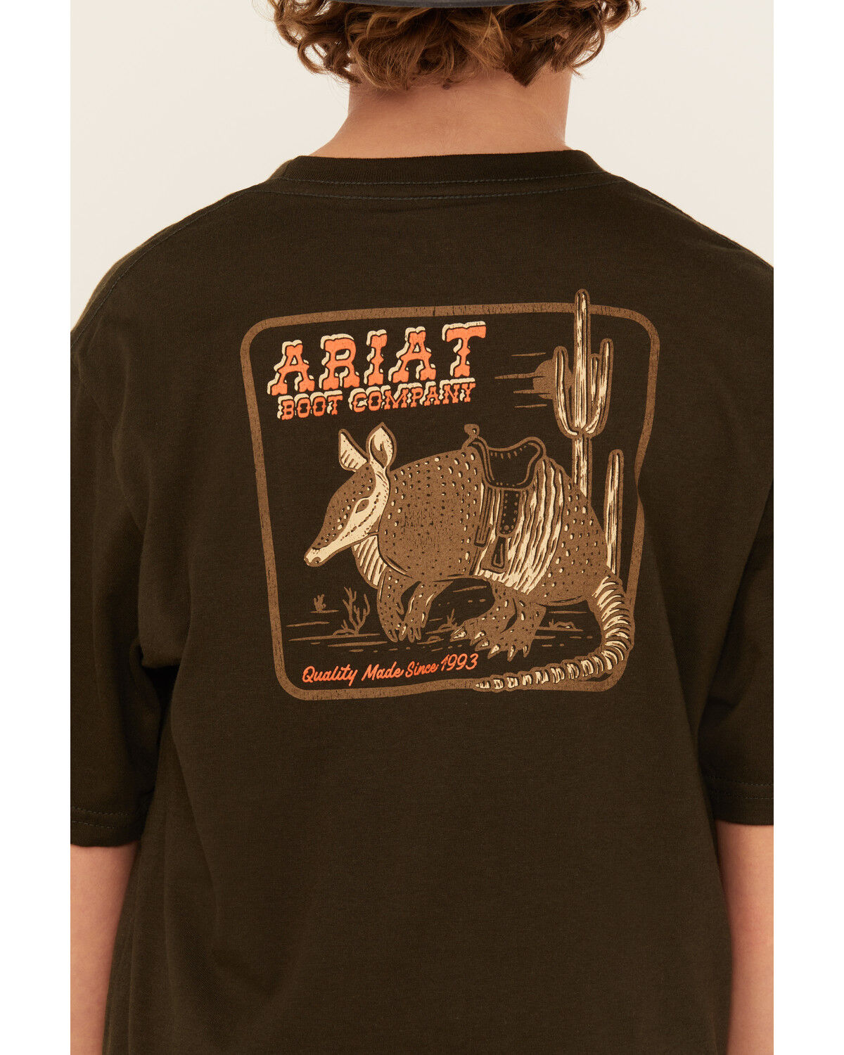 Image #4 - Ariat Boys' Armadillo Short Sleeve Graphic T-Shirt, Green, hi-res