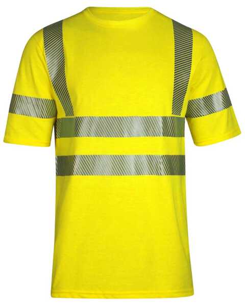 National Safety Apparel Men's Vizable FR Hi-Vis Pocket Short Sleeve Work Shirt - Tall, Bright Yellow, hi-res