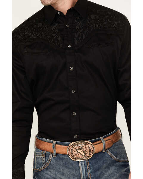 Image #3 - Rodeo Clothing Men's Embroidered Long Sleeve Snap Western Shirt, Black, hi-res