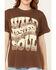 Image #3 - Girl Dangerous Women's Wild Western Soul Relaxed Short Sleeve Graphic Tee, Brown, hi-res