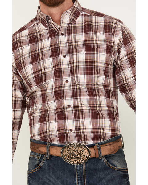 Image #3 - Ariat Men's Adrian Plaid Print Long Sleeve Button-Down Western Shirt , Maroon, hi-res
