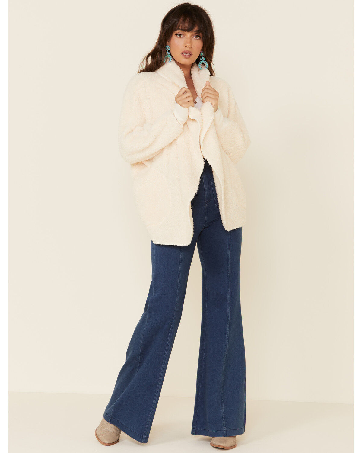 Image #4 - Derek Heart Women's Fuzzy Hooded Open Front Cardigan , , hi-res