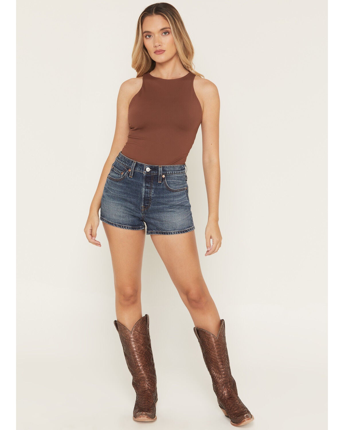 Image #1 - Levi's Women's 501&reg; Original Bottom Place Dark Wash High Rise Stretch Denim Shorts, Dark Wash, hi-res