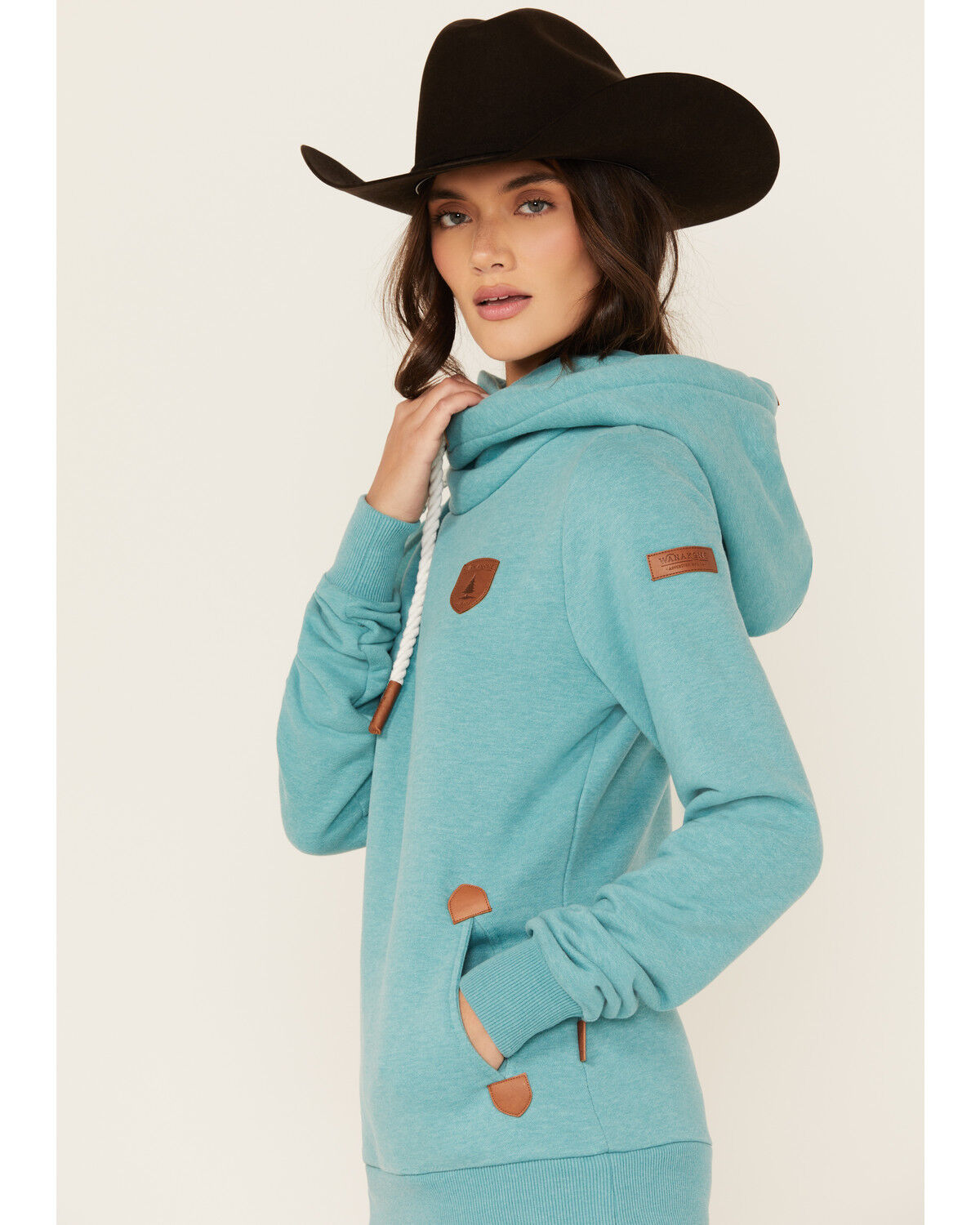 Image #2 - Wanakome Women's Artemis Solid Cowlneck Hoodie, Blue, hi-res