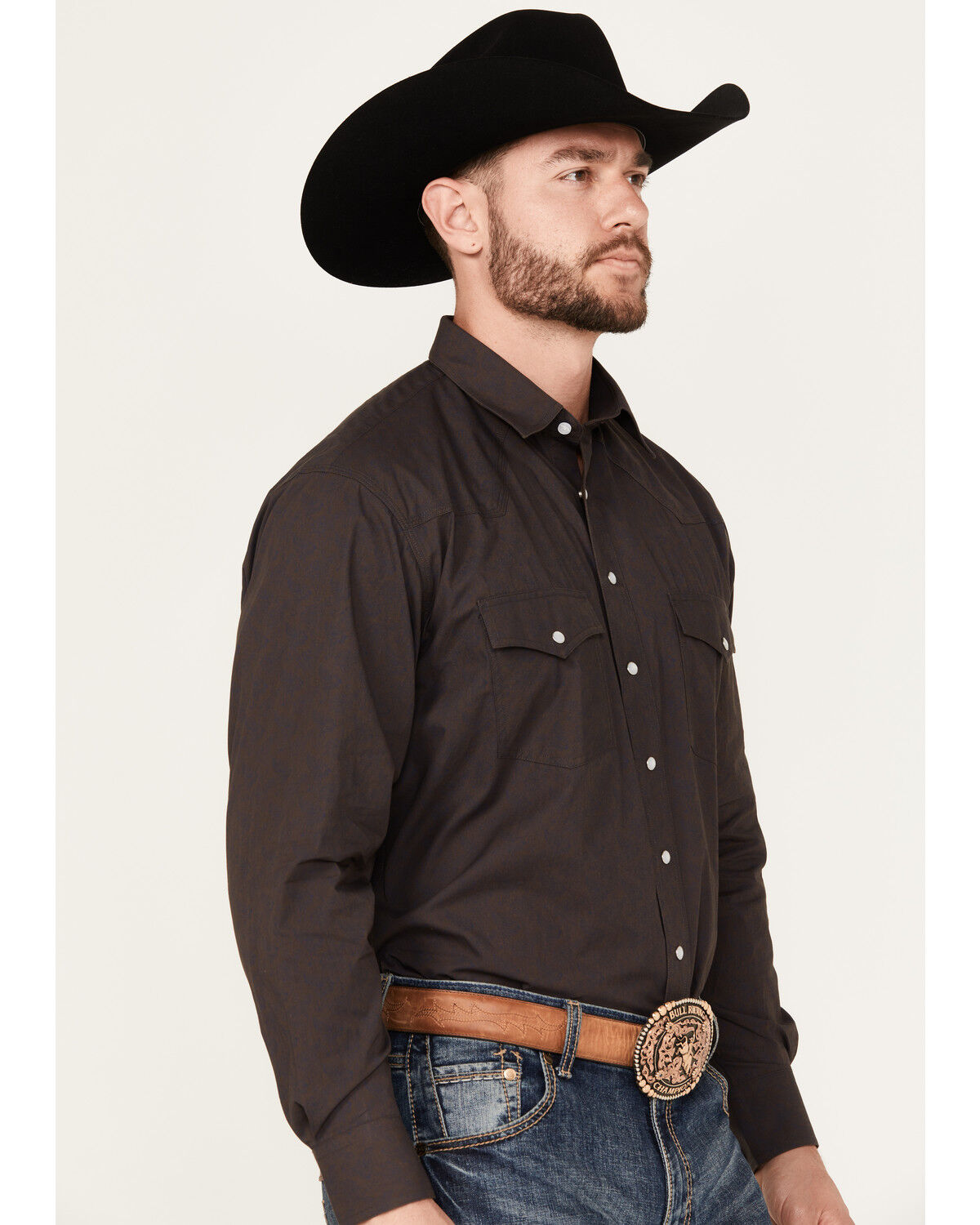 Image #2 - Resistol Men's Lucas Paisley Print Long Sleeve Pearl Snap Western Shirt, Dark Blue, hi-res