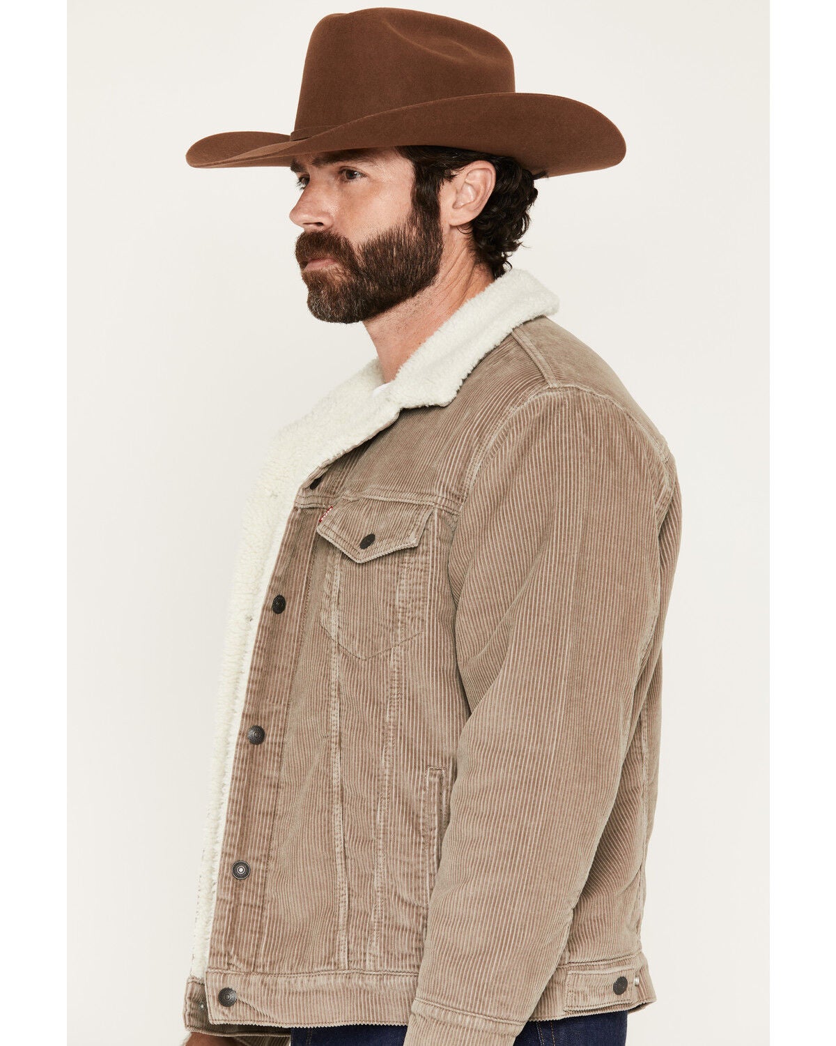 Image #2 - Levi's Men's Brindle Sherpa Lined Corduroy Trucker Jacket, Tan, hi-res