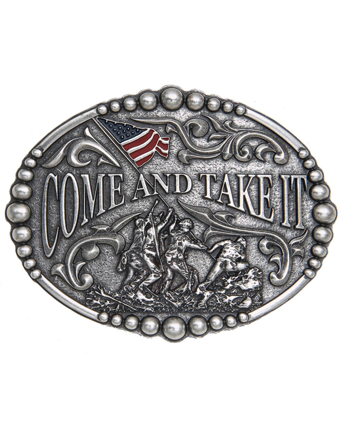 Cody James Men's Come and Take It Belt Buckle, Silver, hi-res
