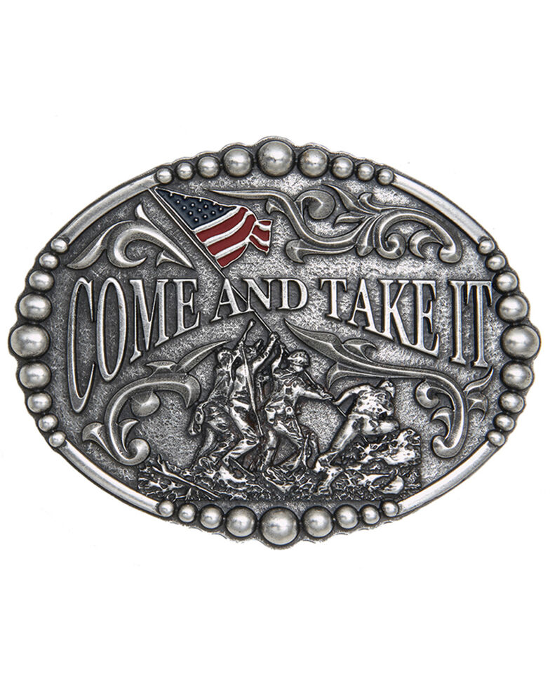 Cody James Men's Come and Take It Belt Buckle, Silver, hi-res