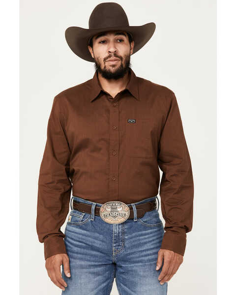 Kimes Ranch Men's Linville Long Sleeve Button-Down Performance Western Shirt, Brown, hi-res