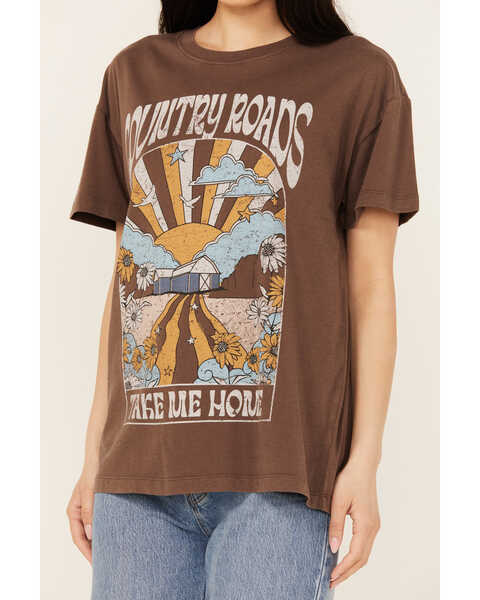 Image #3 - Cleo + Wolf Women's Country Roads Short Sleeve Graphic Tee , Brown, hi-res