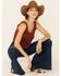 Image #1 - Eyeshadow Women's Ribbed Button Down Crop Tank Top , Rust Copper, hi-res