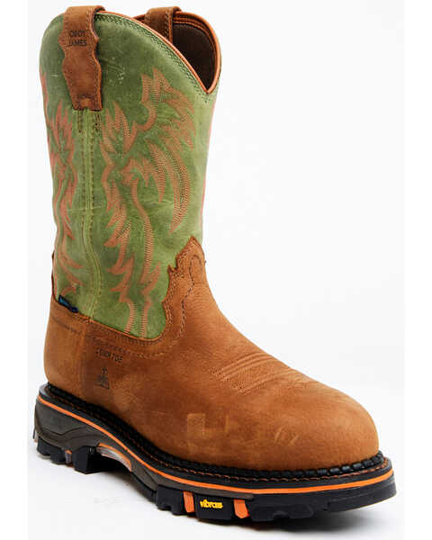 Cody James Men's Decimator 11" High Hopes Vibram Waterproof Work Boots - Composite Toe, Green, hi-res