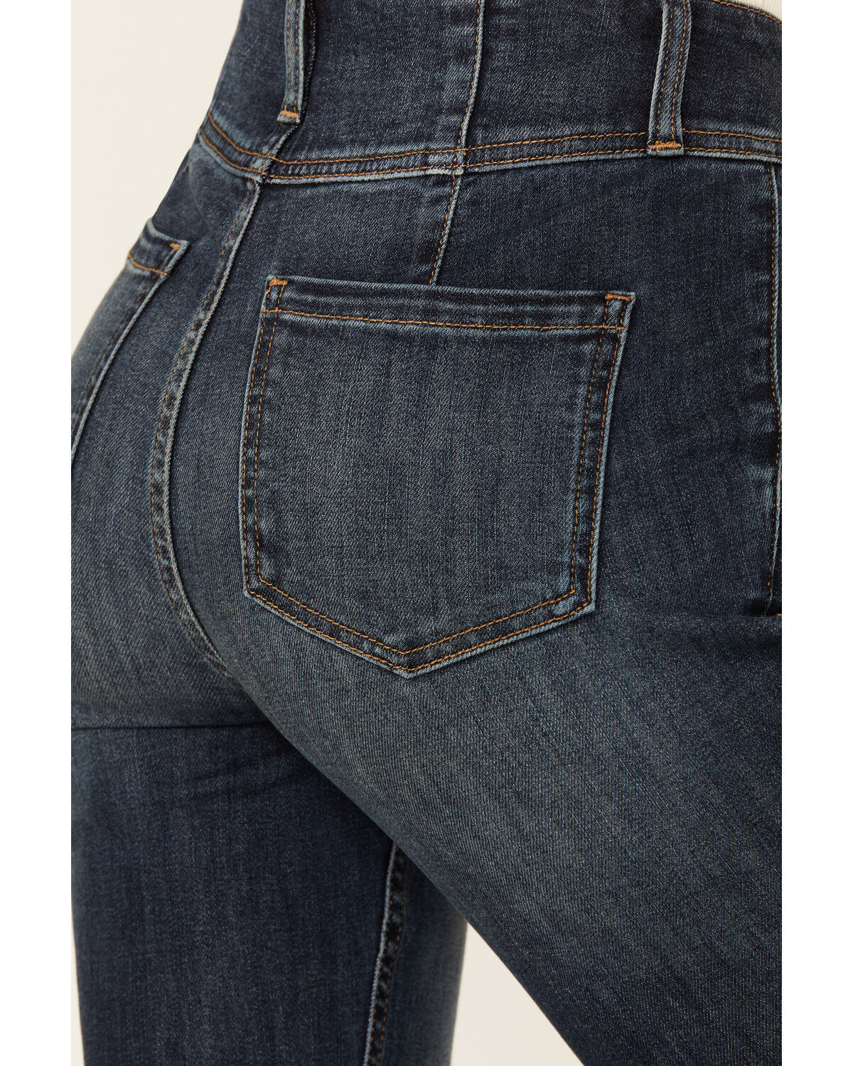 Image #4 - Shyanne Women's Bellflower Dark Wash Darted Waist Comfort Stretch Flare Jeans, Dark Wash, hi-res