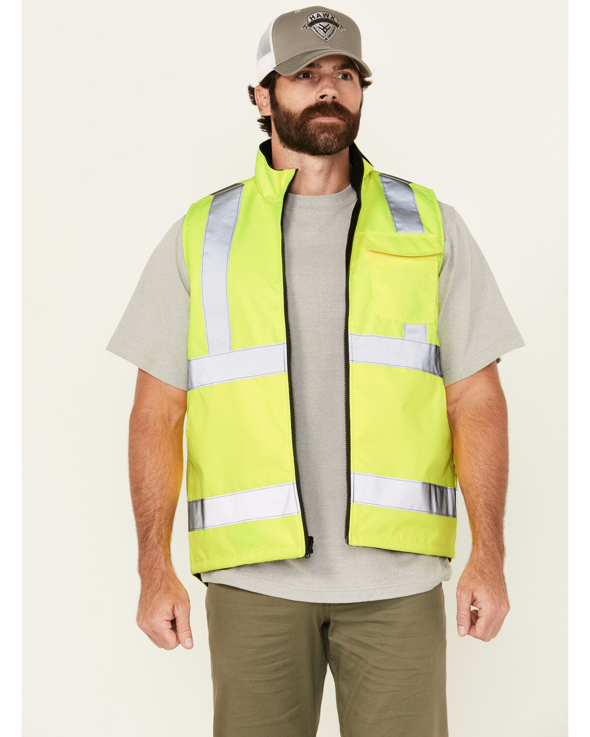 Image #1 - Hawx Men's Hi-Vis Safety Vest - Big, Yellow, hi-res