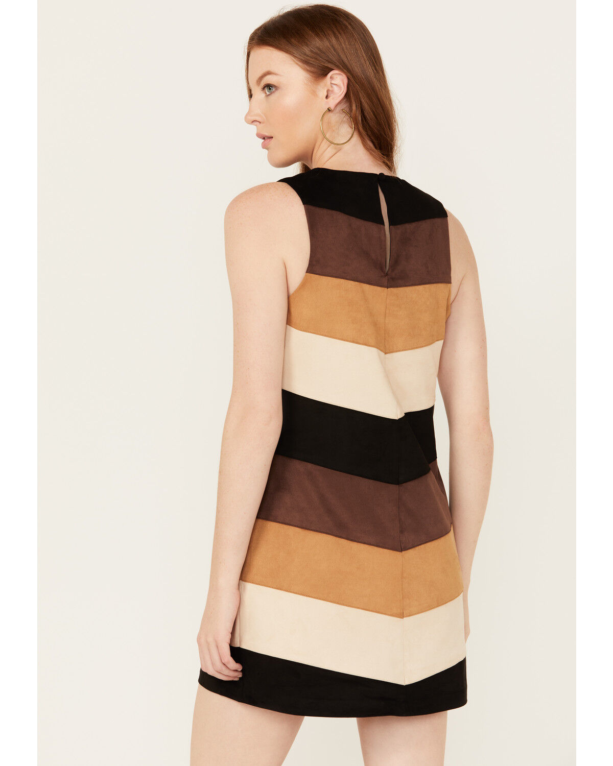 Image #4 - Show Me Your Mumu Women's Faux Suede Chevron Mod Mini Dress, Multi, hi-res