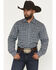 Image #1 - Wrangler Retro Men's Floral Print Long Sleeve Snap Western Shirt, Blue, hi-res