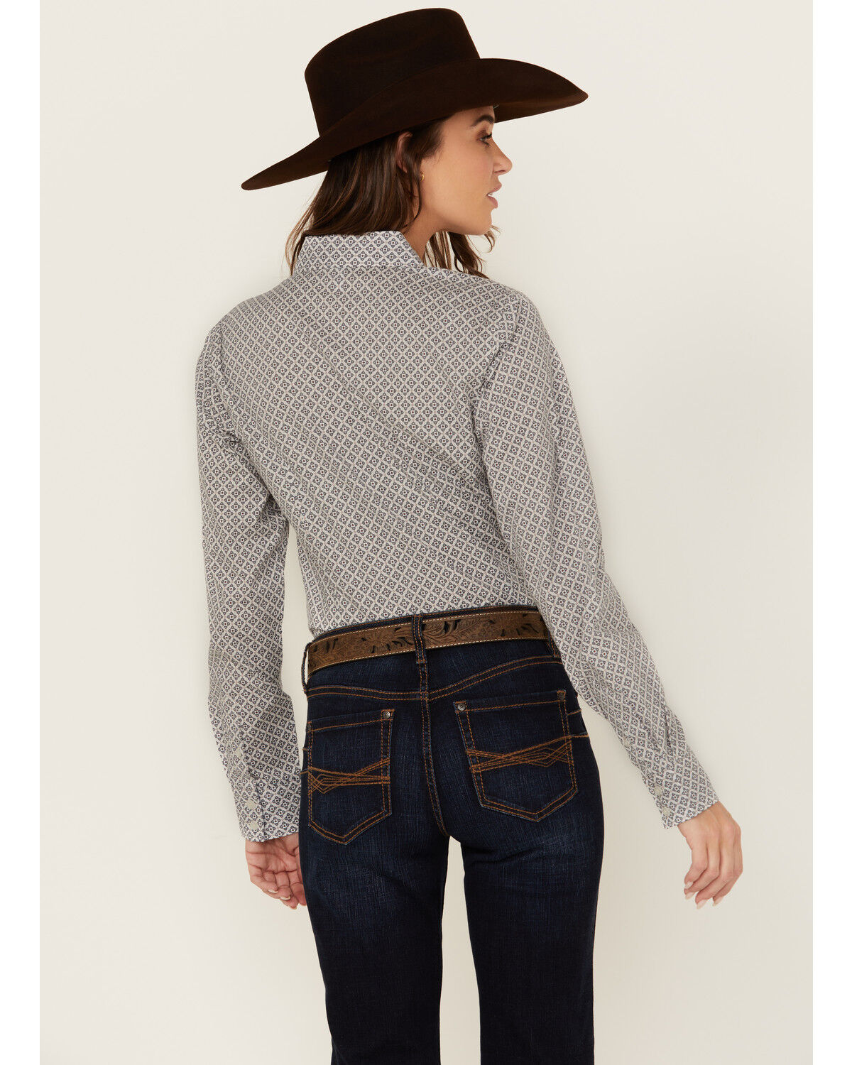 Image #4 - Cinch Women's Printed Long Sleeve Button-Down Western Shirt, Cream, hi-res