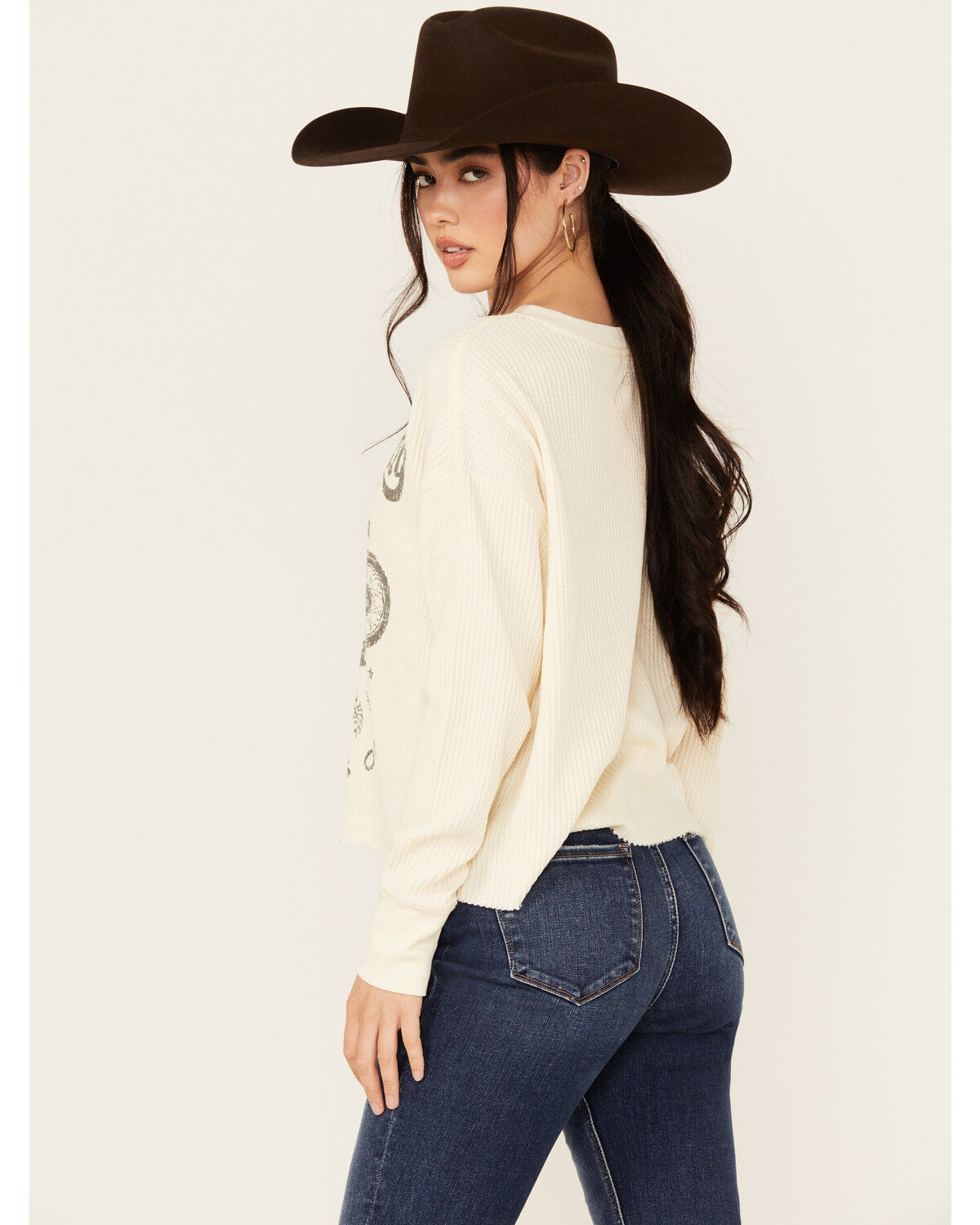 Image #4 - Cleo + Wolf Women's Caden Long Sleeve Waffle Knit Graphic Shirt, Oatmeal, hi-res