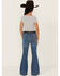 Image #3 - Shyanne Girls' Cimarron Twisted Side Seam Flare Stretch Denim Jeans, Medium Wash, hi-res