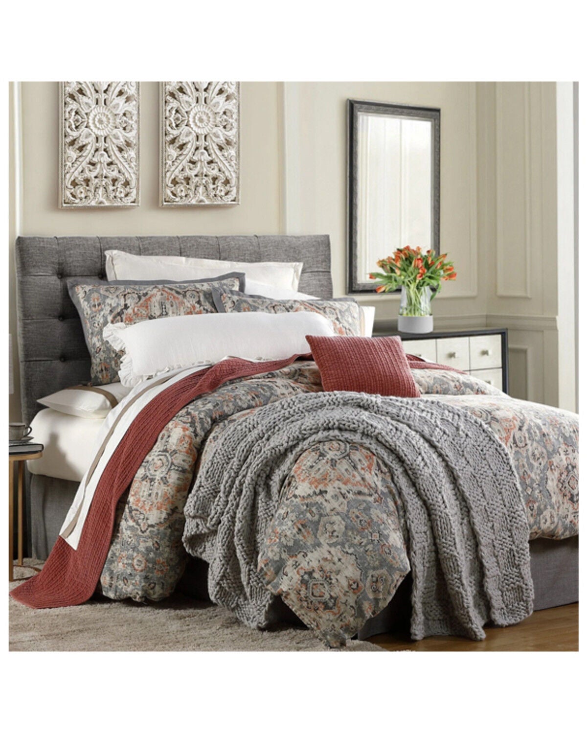 HiEnd Accents Carmen Kilim 3-Piece Super King Comforter Set, Taupe, hi-res