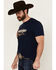Image #2 - Wrangler Men's Boot Barn Exclusive Scenic Logo Short Sleeve Graphic T-Shirt, Navy, hi-res