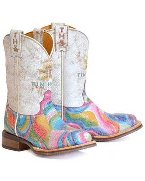 Tin Haul Little Girls' Color Burst Western Boots - Broad Square Toe, Multi, hi-res