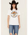 Image #1 - Rodeo Hippie Women's Long Live Cowboys Skull Short Sleeve Graphic Tee, Cream, hi-res