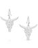 Image #1 - Montana Silversmiths Women's Chiseled Steer Head Earrings , Turquoise, hi-res