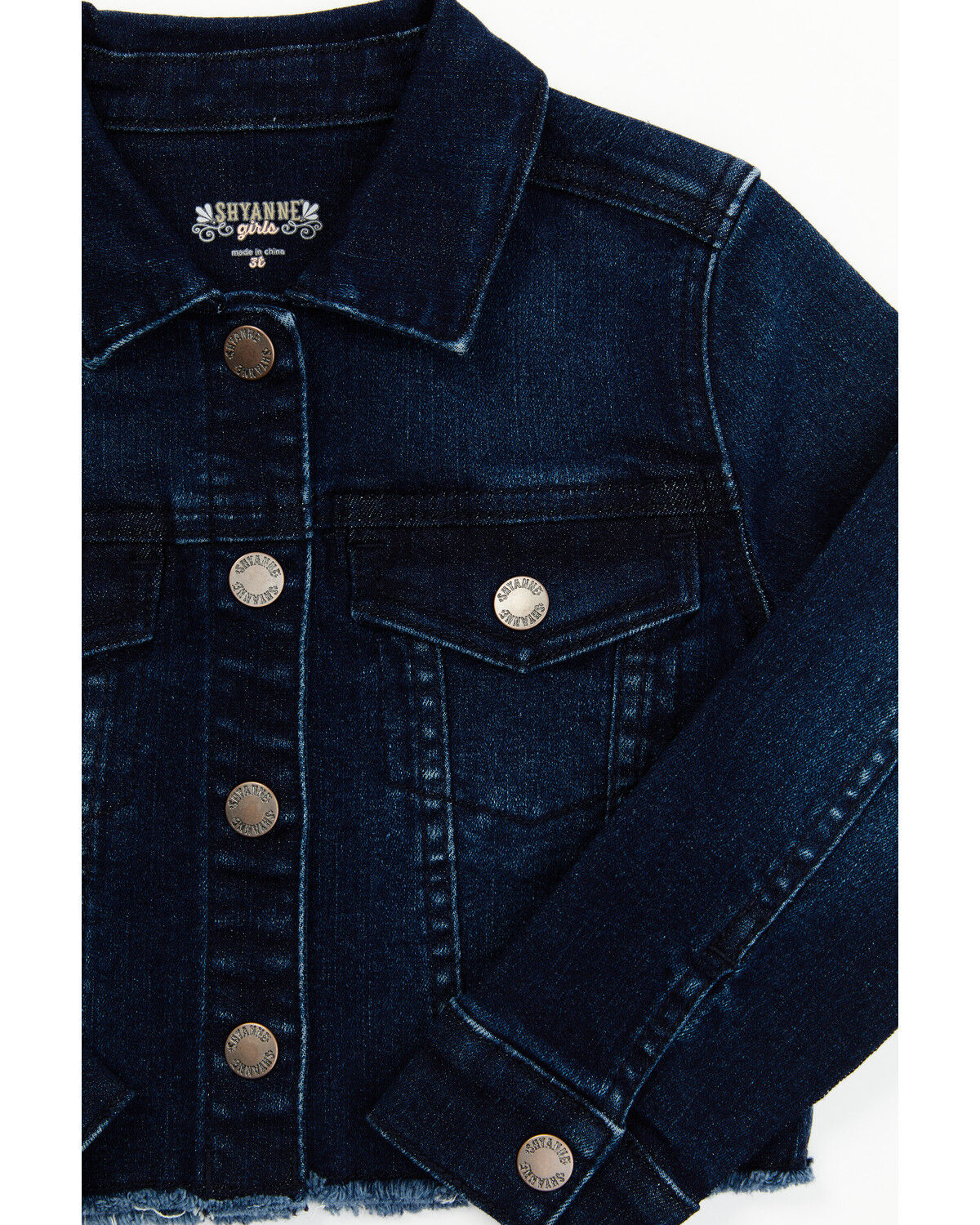 Image #2 - Shyanne Toddler Girls Kent Dark Wash Frayed Denim Jacket, Dark Wash, hi-res