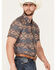 Image #2 - Rock & Roll Denim Men's Southwestern Print Short Sleeve Pearl Snap Performance Western Shirt, Charcoal, hi-res