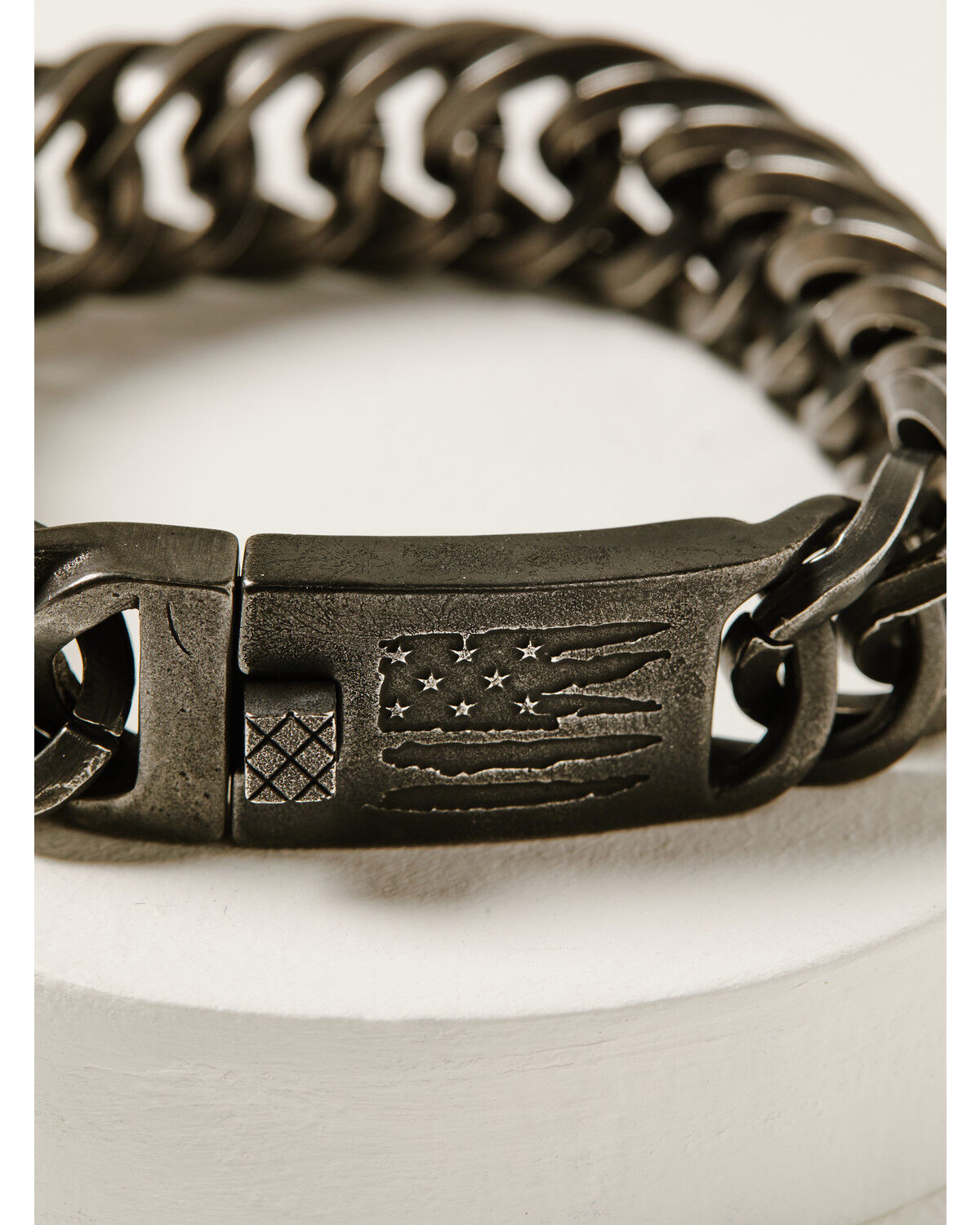 Image #2 - Moonshine Spirit Men's Gun Metal Slashed Flag ID Bracelet, Silver, hi-res
