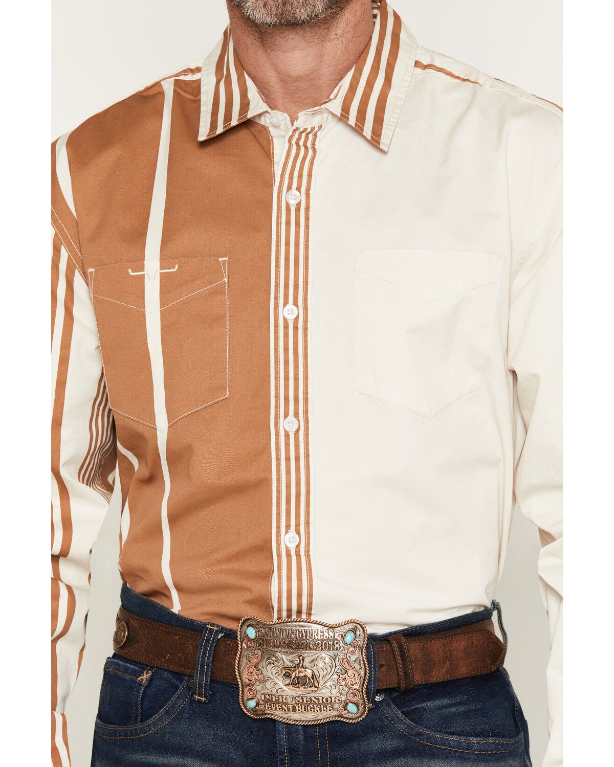 Image #3 - Zach Top X Kimes Ranch Men's Berry Striped Long Sleeve Button-Down Western Shirt, Natural, hi-res