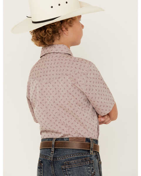 Image #4 - Cody James Boys' Paisley Print Short Sleeve Snap Western Shirt, Burgundy, hi-res