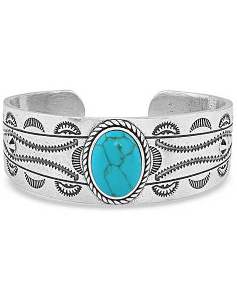 Image #1 - Montana Silversmiths Women's Into The Blue Turquoise Cuff Bracelet, Silver, hi-res
