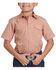 Image #1 - Roper Boys' Gingham Print Short Sleeve Pearl Snap Stretch Western Shirt, Orange, hi-res