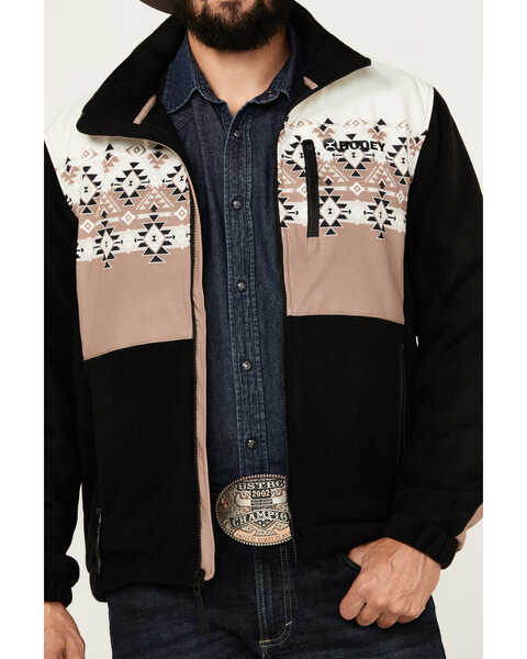 Image #3 - Hooey Men's Southwestern Print Tech Fleece Jacket - Big , Black, hi-res