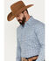 Ely Walker Men's Medallion Print Long Sleeve Pearl Snap Western Shirt, Blue, hi-res