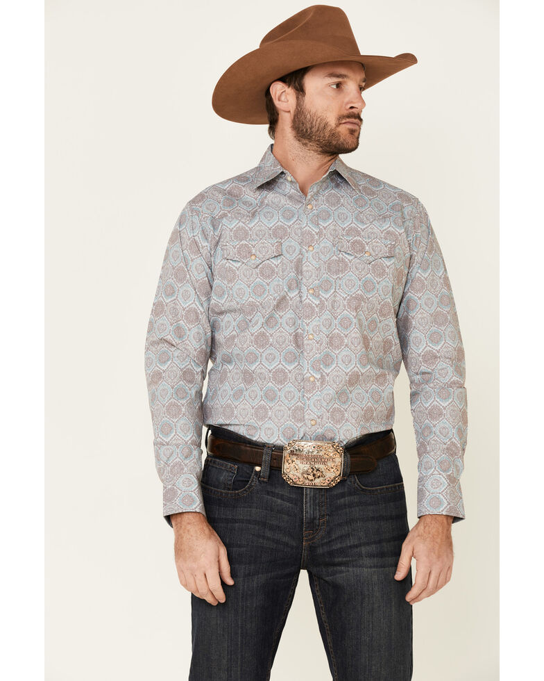 Wrangler Retro Men's Large Medallion Geo Print Long Sleeve Western Shirt , Multi, hi-res